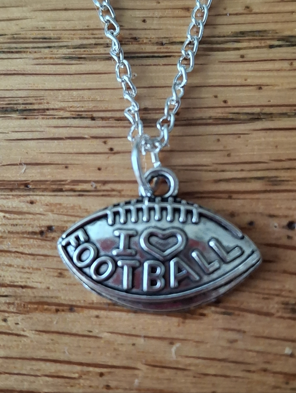 NWT Tibetan Silver 'I ♥ Football' Football Pendant Necklace